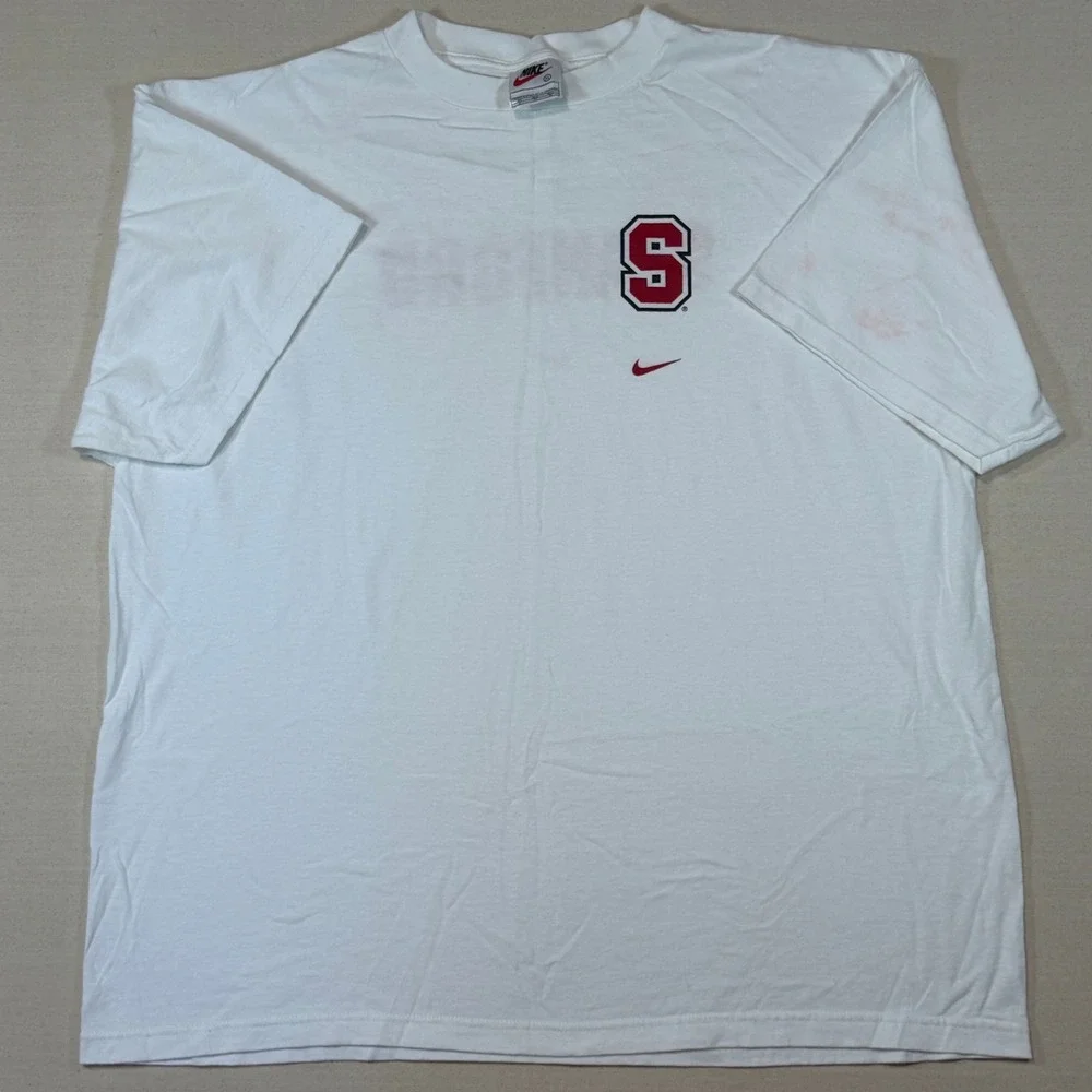 Vintage Nike Stanford University Cardinal T-Shirt Mens XL White NCAA Collegiate